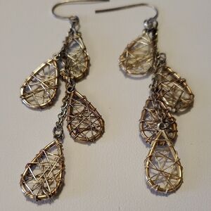 Elegant Gold and Silver Wire Wrapped Earrings